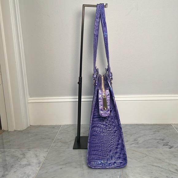 Brahmin Purple Crocodile-Embossed Shoulder Bag - Picture 4 of 7